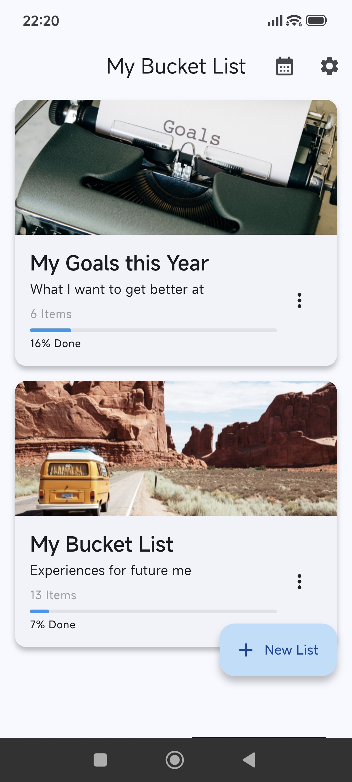 Bucket Lists Screenshot